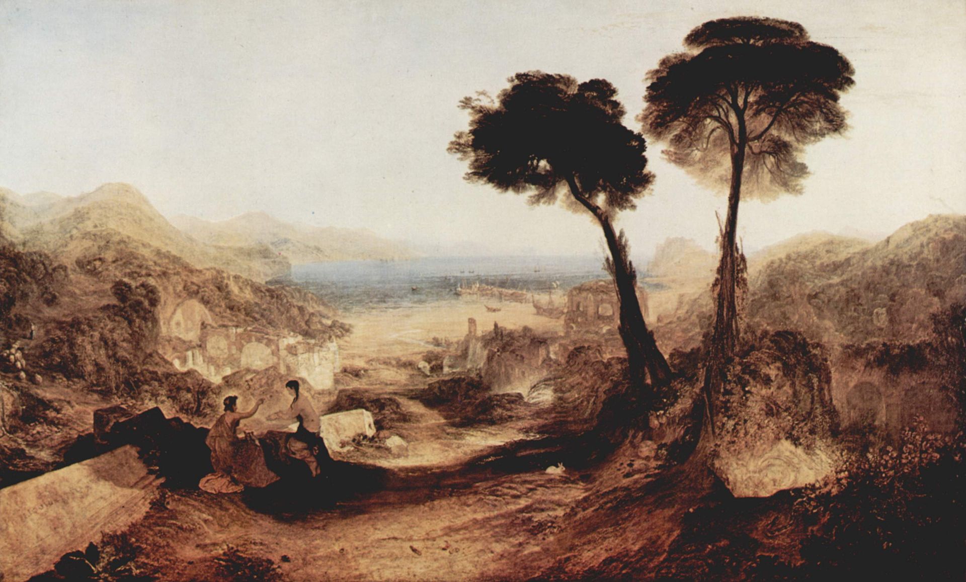 An artist's impression of the landscape of Baiae before it drowned below the waves.