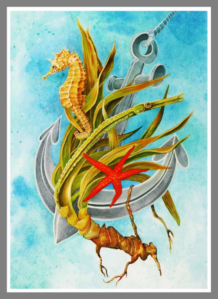 26. Posidonia Protection Poster framed, watercolor_