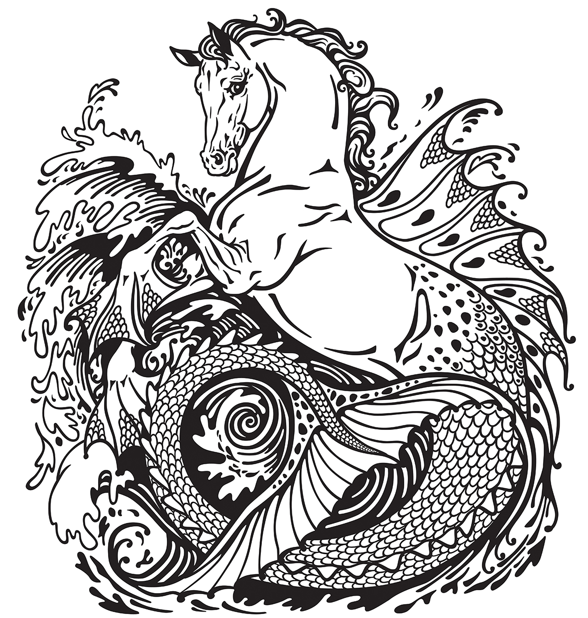 An illustration of the mythical Scottish "kelpie" © insima